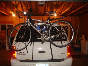 My vehicle loaded with my bike for the November ride!