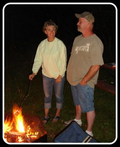 Al and I at the campfire.  I know - a rare sightling of my hubby but there he is. :D 