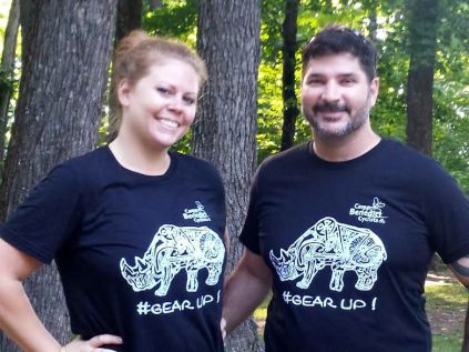 Connie's son Nathan and his girlfreind Audrey rocking the t shirts Connie made this year. A super fun fact - both of Connie's sons and husband participated in the ride.